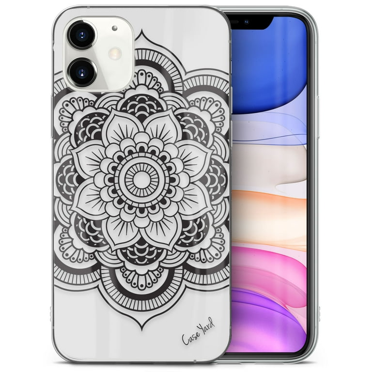 TPU Clear Case for iPhone 13 Mini with Flower Mandala design phone