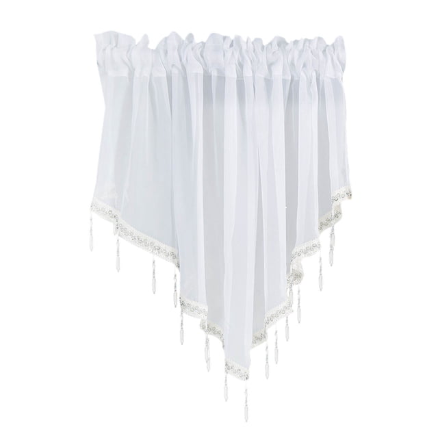 CEHVOM Collections Floral Sheer Lace Shade Window Curtain With Scalloped Edges And Rod Pocket Top For Easy Hanging Clearance