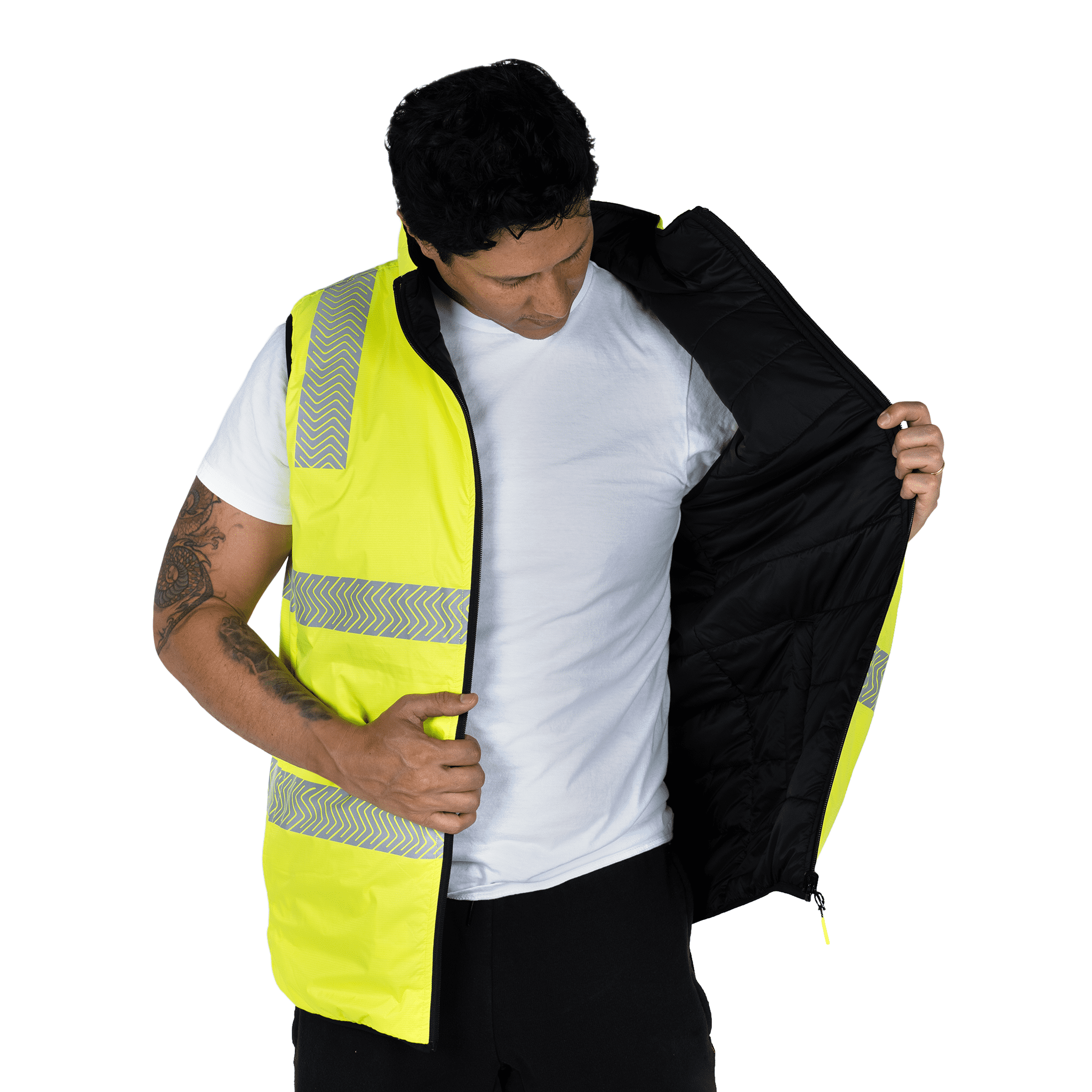 JORESTECH Hi-Vis Reversible Insulated Safety Vest with Reflective Thermal Transfer Strips, VL-12 (Lime, L)