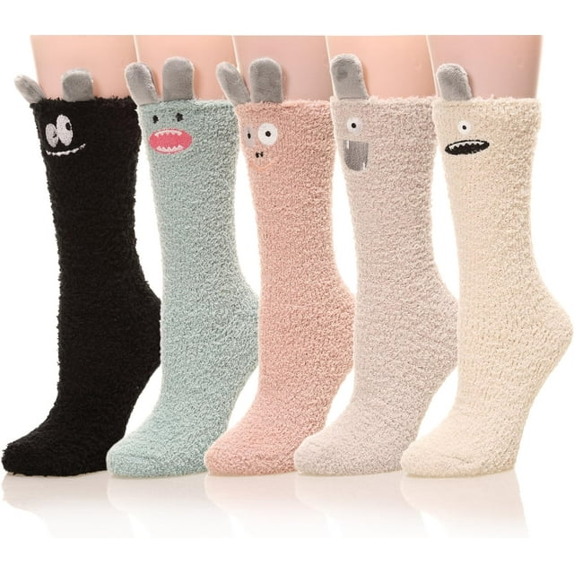 LAICAIW Womens Soft Cute Funny Animal Designe Microfiber Slipper Socks Cozy Fuzzy Winter Warm Socks