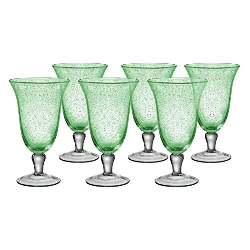Artland Iris Seeded Light Green 18 Ounce Footed Iced Tea Glass, Set of