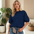 thumbnail image 3 of Kcolen Women Leopard Print Raglan Puff Half Sleeve Pullover Top, Loose Crew Neck Casual Sweatshirt for Fall Layering Top, 3 of 5