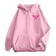thumbnail image 7 of Breast Cancer Awareness Hoodies for Women 2025 Pink Ribbon Graphic Zip Up Hooded Sweatshirt with Pockets Jackets Coat, 7 of 7