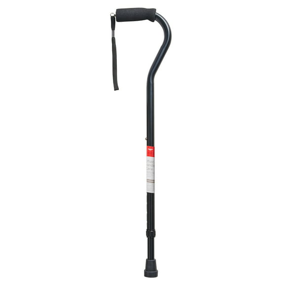 Equate Mobility Aluminum Offset Handle Cane with Foam Handle, Adjustable Height, Black