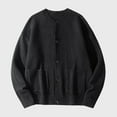 thumbnail image 3 of Kalauyu Men's Round Neck Knitted Cardigan Unisex Solid Color Warm And Loose Sweater Jacket, 3 of 4