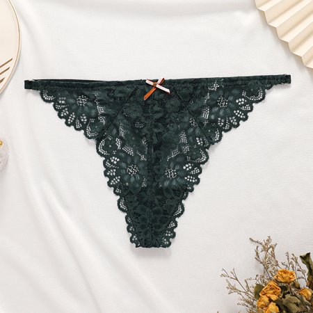 

DENGDENG Women Underwear Breathable Briefs Sexy Lace Bow Floral See Through Panties
