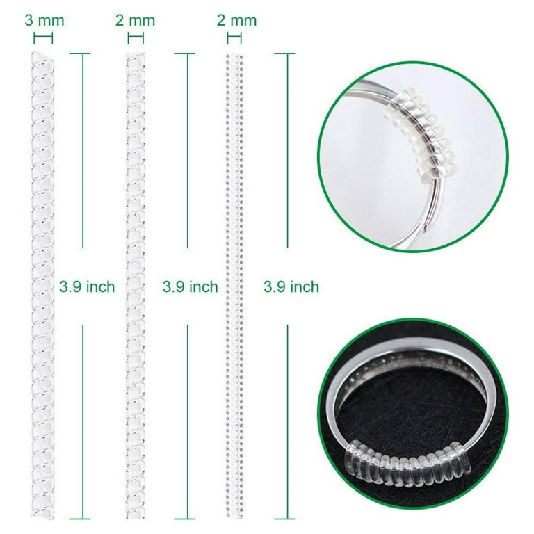 Mukaifei 70 Pcs Ring Size Adjuster for Loose Rings with Ring Size Measuring  Tool for Ring Adjuster, Plug-in Invisible Ring Spiral Silicon