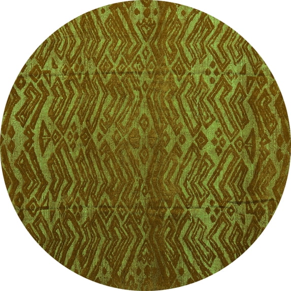 Ahgly Company Indoor Round Abstract Green Modern Area Rugs, 5' Round