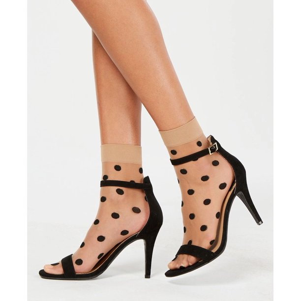 INC INC Women's 2Pk. Sheer & Polka Dot Socks (One Size, Sheer/Black)