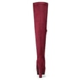 thumbnail image 2 of BLISSFUL STEP Women's Boot Platform Block Heel Over Knee Boots Burgundy 6, 2 of 8
