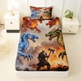 thumbnail image 3 of Metsweet Magic Dragon Twin Sheets 3pcs, Abstract Animal Bedding, Red Blue Green,1 Fitted Sheet, 1 Flat Sheet and 1 Pillowcase, 3 of 5
