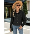 thumbnail image 5 of Womens Fashion Cropped Shackets Corduroy Button Down Crop Jackets Tops Long Sleeve Shirts Trendy 2025 Black L, 5 of 6