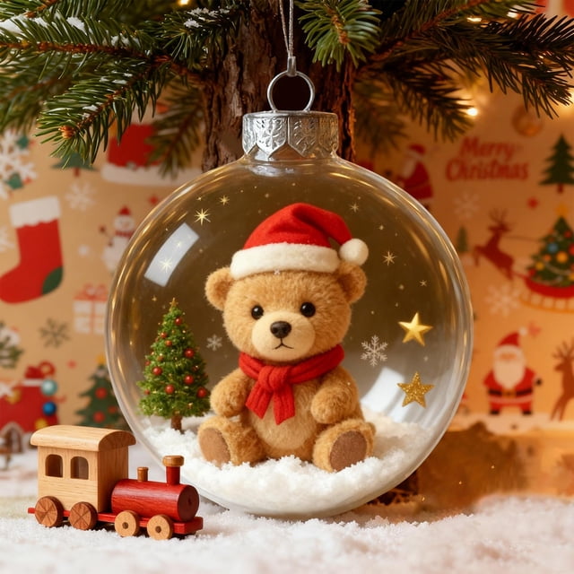 Decoración del hogar, decoración navideña, bola de Navidad, colgante para árbol de Navidad, bola de cristal transparente, regalo de joyería, decoración esférica estereoscópica transparente de animales
