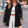 thumbnail image 2 of Women’s Casual Long Sleeve Button Down Corduroy Shirt, Loose Fit Lapel Collar Blouse Top for Spring Fall Outfits, 2 of 5