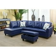 thumbnail image 3 of Oceanstar 3-Pieces Sectional Sofa Set,Navy Blue,Faux Leather(09730) Right Facing, 3 of 4