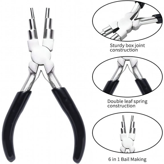 FACEGA Wire Bending Pliers,6 Step Jewelry Bail Making Pliers,3-9.5mm Wire Looping Forming Pliers with Non-Slip Handle Wire Wrapping Tools for Bails,Loops,Hooks,Jump Rings,Fishing Hooks Jewelry Making