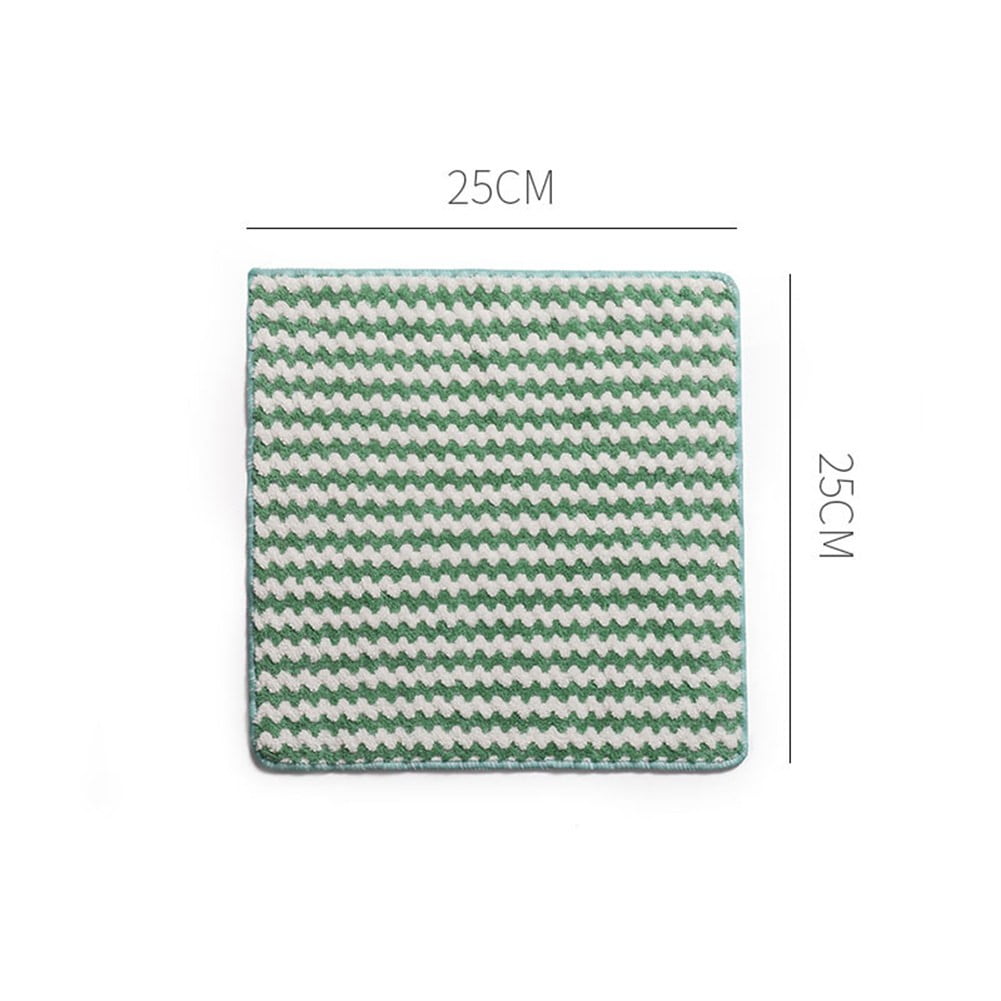 Yannee Kitchen Dish Cloth Set, Green Stripe,25*25 CM Premium Microfiber
