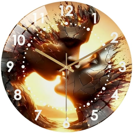 Decorative Clocks: Century Kiss Portrait Glass Wall Clock, Home ArtDecor Wall Clock for Homes, Bars, Offices, Man Caves, Garages, And Living Rooms .Also Makes A Great Gift. Style 12×12inch(30×30cm)
