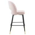 thumbnail image 4 of Modway Rouse Performance Velvet Bar Stool in Pink, 4 of 5