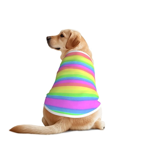 Dog Summer T-Shirts Vest Pastel Rainbow Striped Pet Breathable Basic Clothes for Larg Dogs X-Large