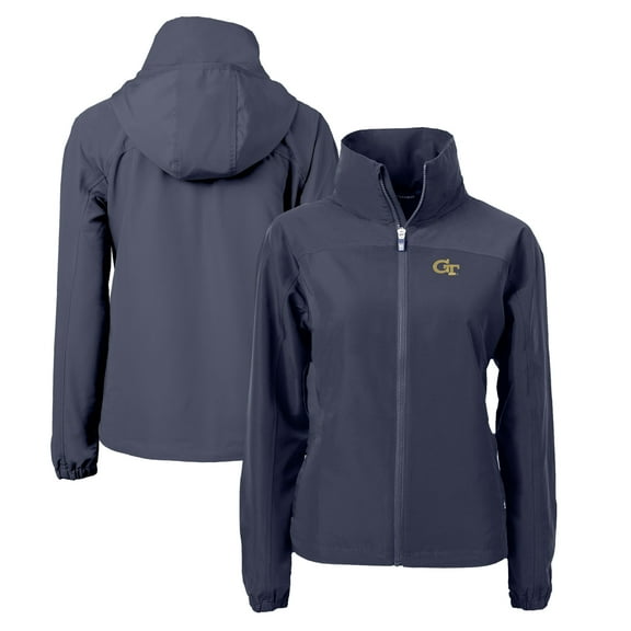 Women's Cutter & Buck  Navy Georgia Tech Yellow Jackets Charter Eco Recycled Full-Zip Jacket