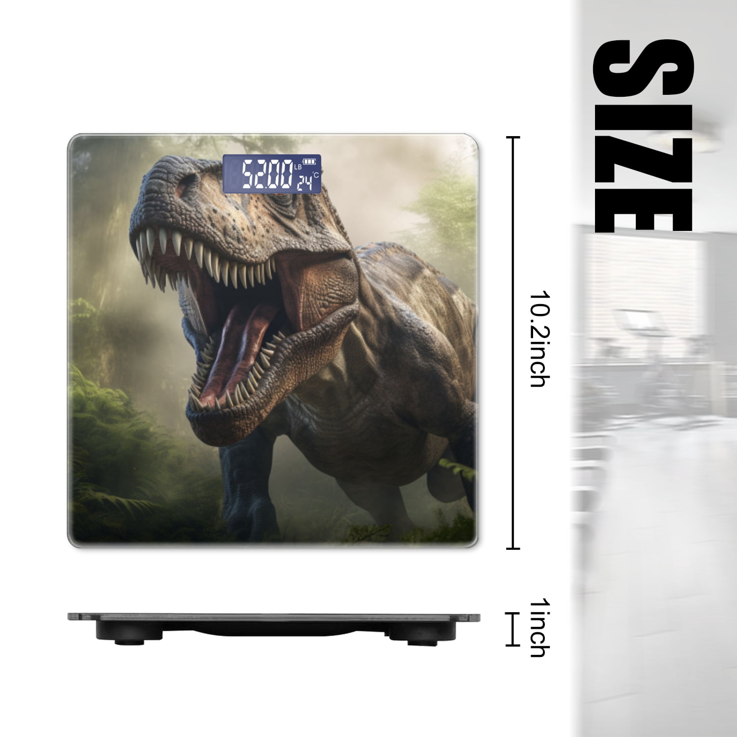 High Precision Body Weight Scale Smart Bathroom Scales with Large LCD Display(400lbs),Decorative for Bedroom-Majestic Tyrannosaurus Rex Roaring In The Lush