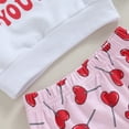thumbnail image 6 of Bagilaanoe 3pcs Toddler Baby Girl Valentine's Day Clothes Long Sleeve Sweatshirt Tops + Leggings + Headband 6M 12M 18M 24M 3T Kids Pants Set, 6 of 7