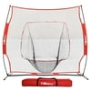 Allieroo 7x7 Baseball and Softball Practice Net for Hitting, Pitching, Backstop Screen Equipment Training Aids Red / Black, Includes Carry Bag