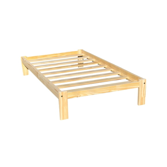 Alaska Twin XL Wooden Platform Bed Solid Pine Wood Unfinished
