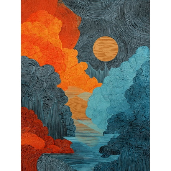 Qisvanset Abstract Landscape Canvas Wall Art Print, 15.75x11.81 Inches