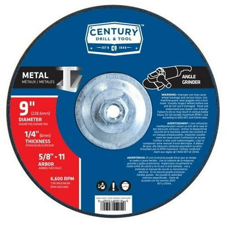 UPC: 0081838755928 | Century Drill & Tool 75592 Metal Grinding Wheel Type 27 – 9 x 0.25 in.