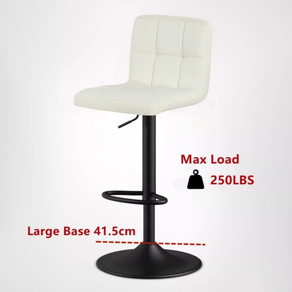 PU Leather Barstools with Large 41.5cm Base, Height Adjustable Swivel Counter Bar Stools Kitchen Pub Dining Chair with Backrest and Footrest