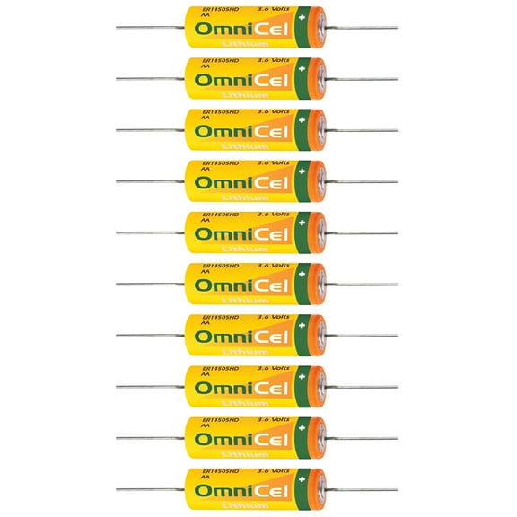 10pc OmniCel ER14505HD 3.6V Sz AA Lithium Battery  Axial Pins Sensors Detectors
