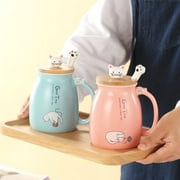 Mengcat Tea Mug with Infuser and Lid Ceramic Coffee Mug Kawaii Cat Cute Tea Cool Preppy Stuff Birthday Cute Gifts for Women Girl (13oz)