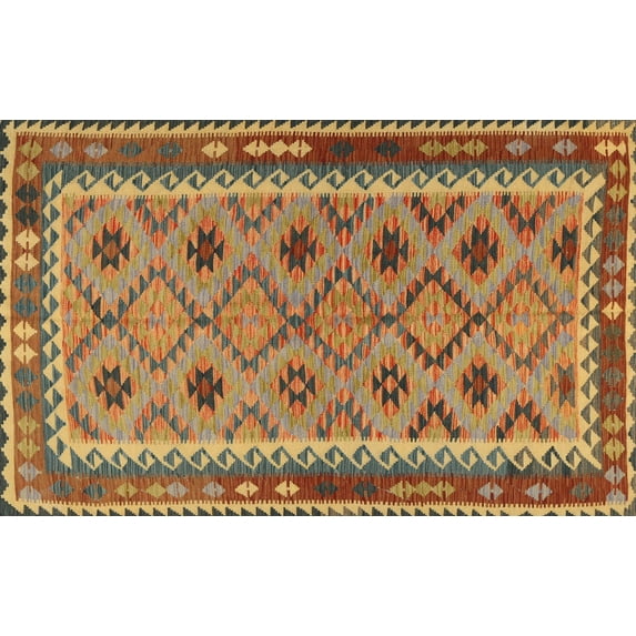 Ahgly Company Indoor Rectangle Traditional Gold Southwestern Area Rugs, 8' x 12'