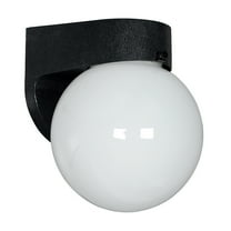 F4308-31-Sunset Lighting-One Light Globe Outdoor Flush Mount   Black Finish with Opal Glass