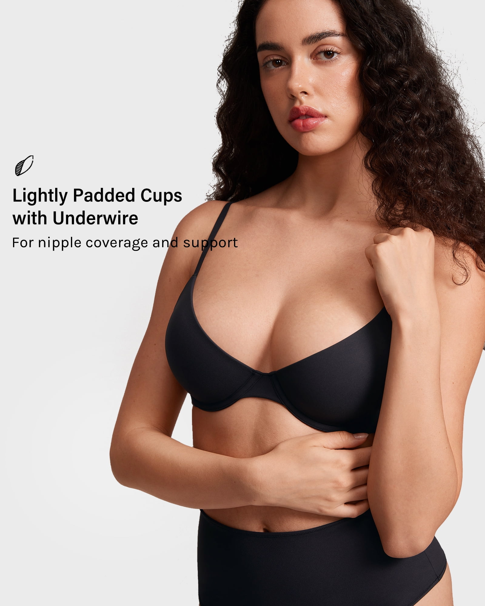 Women's Inbarely Plus Balconette Bra Lightly Padded Underwire Sexy Tshirt Demi Bras Supportive