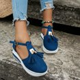 thumbnail image 2 of Lovskoo 2024 Women's Platform Shoes Round Toe Flat Pumps Thick Sole Buckle Strap Casual Beach Shoes Blue, 2 of 8