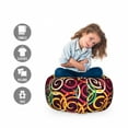 thumbnail image 2 of Abstract Storage Toy Bag Chair, Curved Spiral Various Arrows in Vibrant Tones Retro Graffiti Pattern, Stuffed Animal Organizer Washable Bag, Large Size, Multicolor, by Ambesonne, 2 of 3