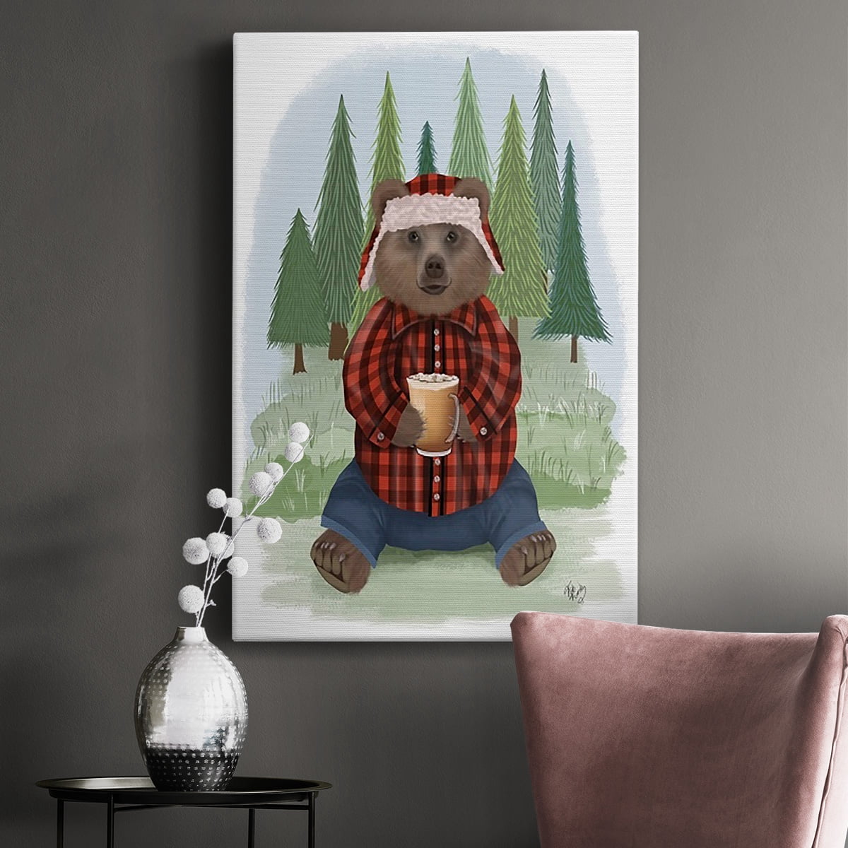 Lumberjack Bear Latte Premium Gallery Wrapped Canvas - Ready to Hang