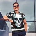 thumbnail image 4 of Sikiie Watercolor Skull Print Men's Short-sleeved POLO Shirts, Button-down Shirts and T-shirts are Suitable for Vacation, Leisure and Business-Small, 4 of 6