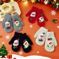 thumbnail image 4 of Cadancy Womens Christmas Winter Gloves Cute Snowman Knitted One Finger Warm Mittens Comfy Soft Fleece Stretchy Cold Weather Xmas Outdoor Holiday Gifts, 4 of 4