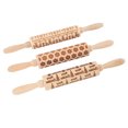 thumbnail image 4 of Rodillo de madera con relieve, bonito patrón navideño, rodillo grabado en relieve para hornear galletas en relieve, 3 uds., 4 of 5