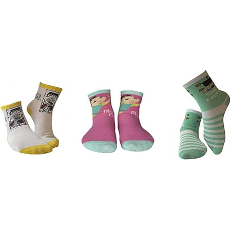 

Mary Blair Kids Girls Fun Cotton 3-Pair Novelty Kids Cotton Crew Socks Colorful Socks Sizes 3 - 10 Years S-L
