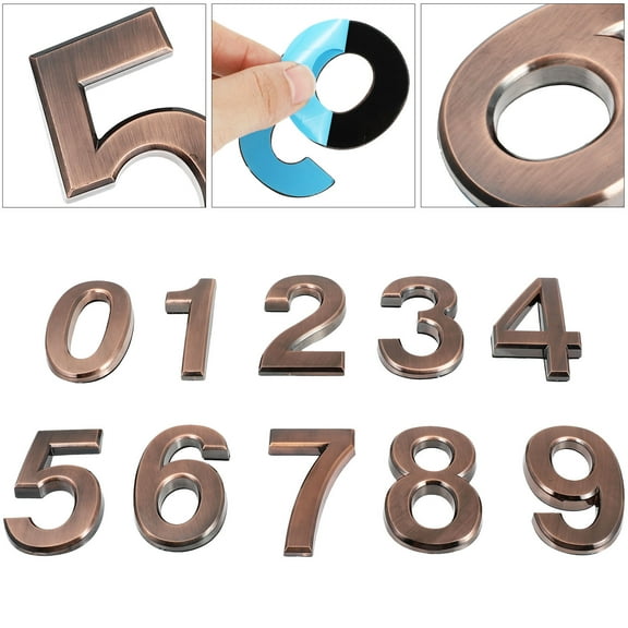 KAKOWELY 10Pcs Bronzed Resin Diy Address Number Stickers For Outdoor Use House Numbers Plaque For Outside
