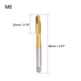thumbnail image 2 of Unique Bargains Metric Machine Tap M6 Thread 0.75 Pitch 3 Flute Titanium Plating HSS 2pcs, 2 of 6