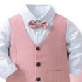 thumbnail image 4 of HAOTAGS Toddler Boys 3-Piece Dress Suit Set(1-8Y), Long Sleeve Turn-Down Collar Shirt Vest Bowtie Formal Pants Outfit For School Wedding Party Pink 5-6Years, 4 of 9
