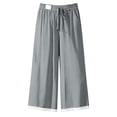 thumbnail image 4 of Noric Women's Capri Pants Wide Leg High Waisted Drawstring with Trim Pockets Summer Casual Loose Lace Capris, 4 of 8