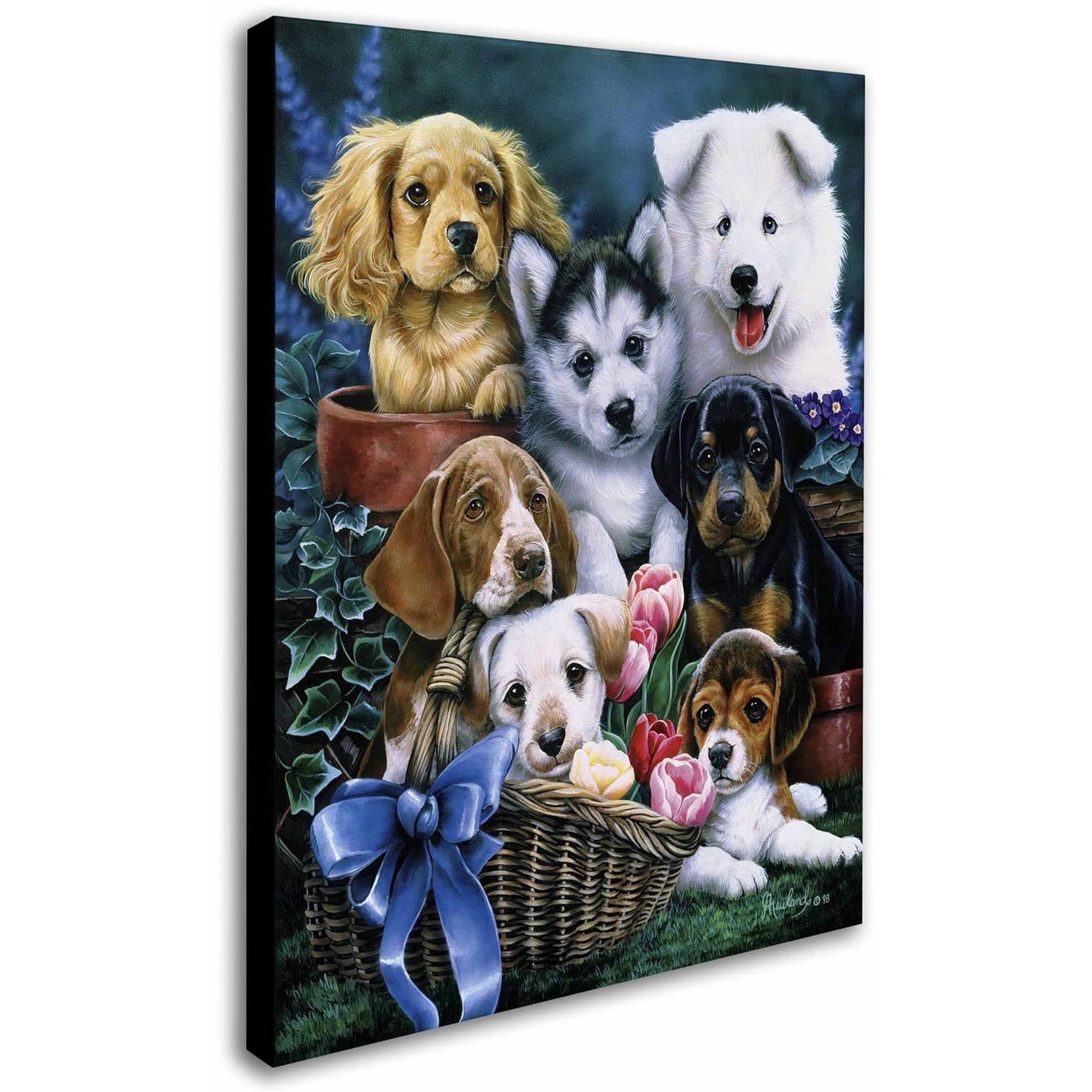 Trademark Fine Art 'Puppies' Canvas Art by Jenny Newland