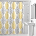 thumbnail image 4 of Leaf Geometric Striped Fabric Shower Curtain Botanical Plant Yellow Gery Leaves Washable Shower Curtains for Bathroom, Waterproof Bath Curtain with Hooks Home Decor 36x72in, 4 of 8